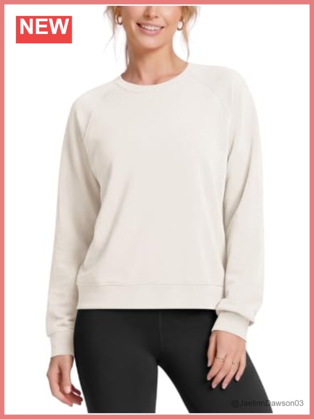 Modal Soft Raglan Long Sleeve Crewneck Oversized Pullover Sweatshirt